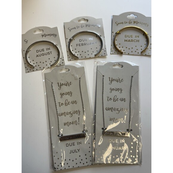 Occasionally Made Maternity Due In July Silver Stainless Steel Bar Necklace New - Picture 5 of 5